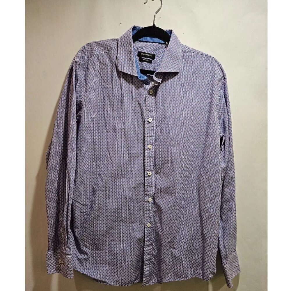 Bugatchi Shaped Fit Long Sleeve Button Down Collared Shirt Blue Men’s Large